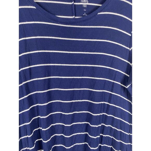 So Perfectly Soft Tee Tunic Top Shirt Size XL Blue White Stripe Nautical Beachy - Picture 3 of 7